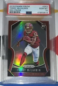 Terry McLaurin Rookie RC 2019 Panini Prizm Red SSP PSA 10 Pop 6 Washington - Picture 1 of 2
