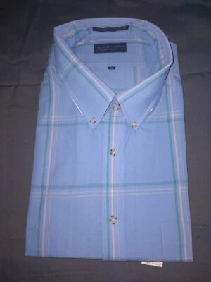 Men's Blue Plaid Van Heusen Button Up Dress Shirt Size XL Lg Sleeve Collar - Image 1 of 4