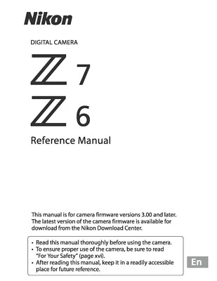 NIKON Z6 Z7 CÁMARA IMPRESA MANUAL DE USUARIO MANUAL 504 PÁGINAS A5 FRANQUEO GRATUITO