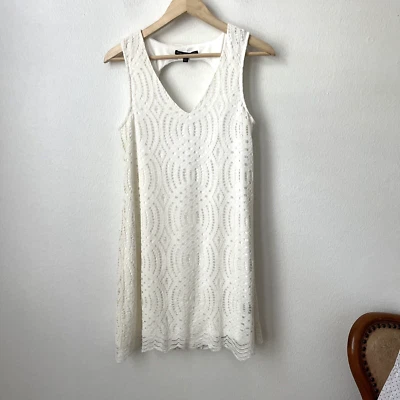 Vestido sin mangas de encaje Three Pink Hearts blanco cuello en V espalda abierta XL boda romántica Foto 1 de 4