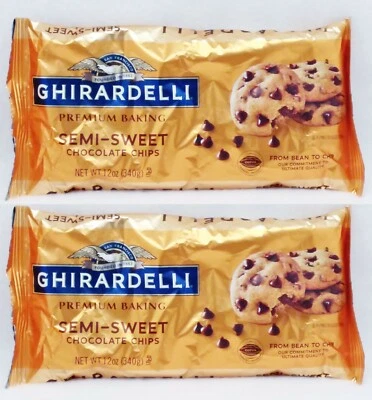 2 BOLSAS Ghirardelli Premium Hornear CHIPS DE CHOCOLATE SEMIDULCE 12 OZ cada una Foto 1 de 2