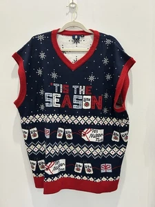 Miller Time Ugly Christmas Sweater Vest Adult Men Tis Season Holiday Party XXL - Picture 1 of 6