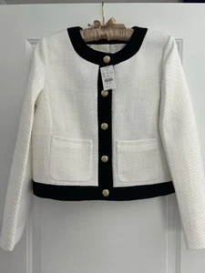 J.Crew Factory NWT Women Tweed Jacket Size 4 Black and White Combo.  - Picture 1 of 7