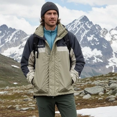 Columbia Men's Core Interchange Jacket XL Beige Gray Fleece Liner 3-in-1 Winter - Image 1 of 4