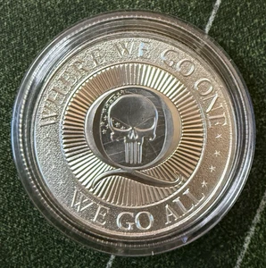 1 OZ .999 SILVER ROUND "GOD BLESS AMERICA" EAGLE & SKULL Q TYPE 2 II w/ CAPSULE  - Picture 1 of 3
