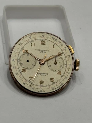 Chronographe Suisse Vintage Manual Movement & Dial Swiss For Parts - Image 1 of 4
