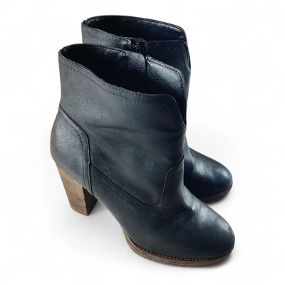 Lucky Brand Boots Womens 9 M Black Quintei Bootie Almond Zip Stacked Heel Pumps - Image 1 of 4