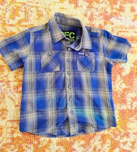 Dixxon Youth Division XS Flannel Shirt Blue Plaid Short Sleeve DFC Kids - Picture 1 of 4