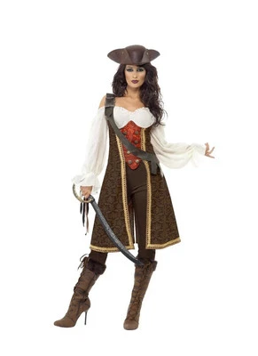 Calça social marrom fantasia pirata Wench Smiffy's High Seas Baldric - Tamanho G  - Imagem 1 de 4