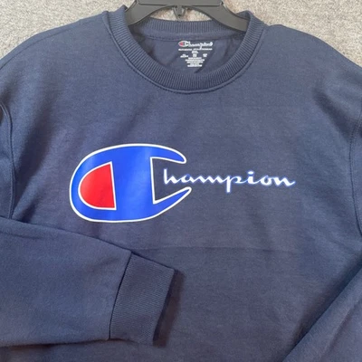 Champion Athleticwear Cuello Redondo Polar Sudadera Para Hombres 2XL Logo Grande Azul NUEVO Foto 1 de 4