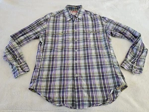 Robert Graham Shirt Men Size Large Windowpane Freshly Laundered Button Up Purple - Picture 1 of 8