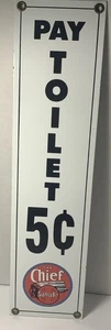 Santa Fe The Chief Pay Toilette 5 ¢ Porzellanschild von Ande Rooney - Bild 1 von 7