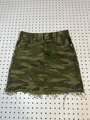 Lucky Brand Camo Denim Mini Skirt Women’s 00 24 Raw Hem Old Favorite Utility - Image 1 of 4