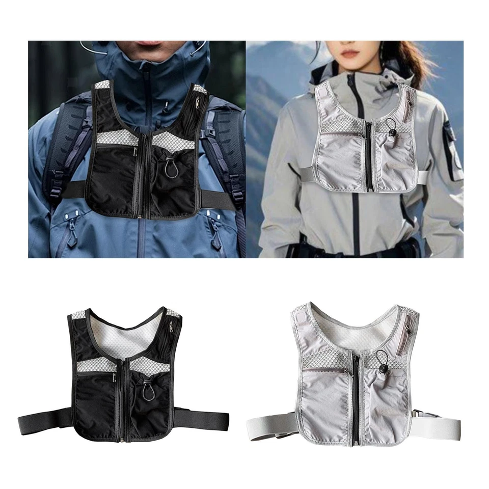 Running Vest Bag with Pockets for Men Women High Visibility Hip Hop Waistcoat - Image 1 of 1