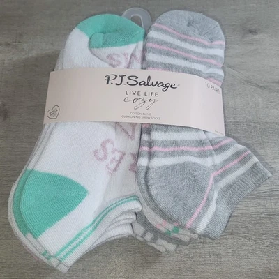 P.J. Salvage Pickleball Tennis Print Cushion No Show Socks Womens 10 Pack NWT - Image 1 of 4