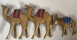 Hand Carved Camels And Donkey - Picture 1 of 1