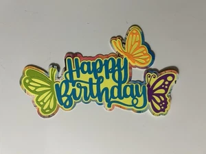 Happy Birthday Schmetterlinge Sammelalbum Titel Büttenpapier gestanzt - Bild 1 von 3