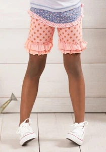 Matilda Jane Size 14 Bingo Peach Gold Polka Dot Shorts - Picture 1 of 3