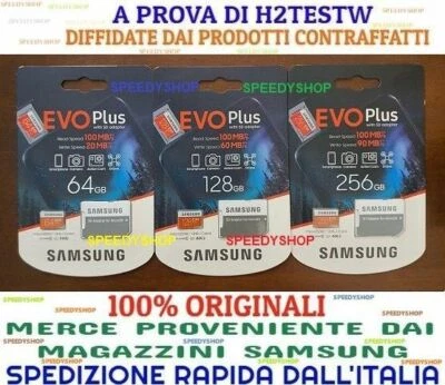 Samsung MicroSD 64 U1 128 256 GB U3 EVO PLUS scheda memoria 100MB/s card flash - Immagine 1 di 2