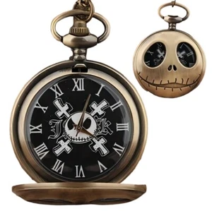 Ghost Face Cute Pocket Watch Round Hanging Chain Quartz Watch Classic Flip - Picture 1 of 2