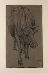 1900 | Richard Henry Brock | fine sketch of a cow | farming | cambridge artist
