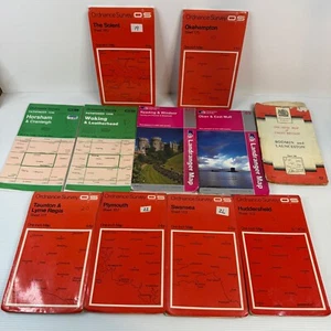 11x Vintage Ordnance Survey Maps Mixed OS Paper Fold Out Map Bundle JobLot - Picture 1 of 10