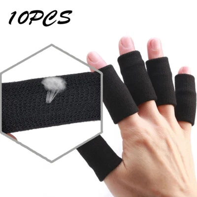 10Pcs Black Stretchy Sports Finger Sleeves Arthritis Support Finger Brace Splint - Image 1 of 4