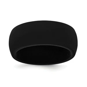 Unisex 8.7mm Wide Durable Black Silicone Wedding Band Sizes 7 to 14 - Picture 1 of 11