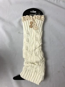 Howard's Boot Sock Leg Warmers Button & Lace Ecru Slouch New - Picture 1 of 4