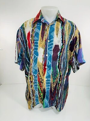 COOGI / ITALY / AUSTRALIA - SILK - Cosby Tundra Print Mens M Shirt - Image 1 of 4