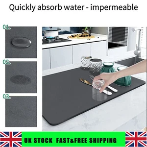 1X Super Absorbent Kitchen Absorbent Draining Mat Drying Mat Quick Dry Drain Pad - Picture 1 of 18