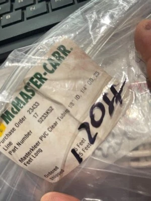 Masterkleer PVC-Clear Vinyl hose Tubing 1/8" ID x 1/4" OD 20 Ft(D2) - Image 1 of 3