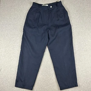 Laura Ashley Cropped Pants Women's Sz 14 (10-12) Blue Moygashel Irish 100% Linen - Picture 1 of 11