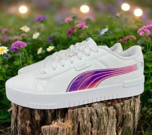 Puma Carina Iridescent Stripe Low Top Sneakers Sz 11 Platform Womens Shoes White - Picture 1 of 11