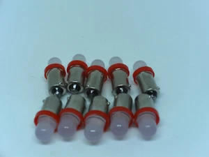 10 Pinball 6.3 Volt LED RED Frosted Replacement Bulbs 44/47 Bayonet Base (BA9S) - Picture 1 of 12