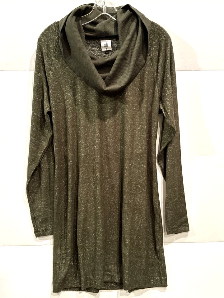 Cabi Solace Cowl Neck Dress Women’s Size M Long Sleeves Fleece Knee Length 4016