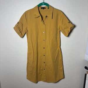 Womens Refermation Theory Mustard Yellow Poplin Button Up Shirt Dress Size 4 - Picture 1 of 7
