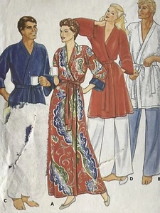 Butterick Sewing Pattern 4137 Robe Man Woman Unisex Tie Small 34-36 Chest Long - Picture 1 of 3