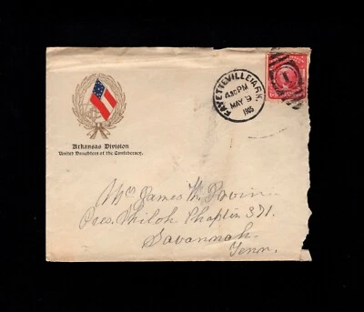 Confederate Daughters Fayetteville AR 1905 Shiloh Monument Cover & Letterhead 1g - Image 1 of 4