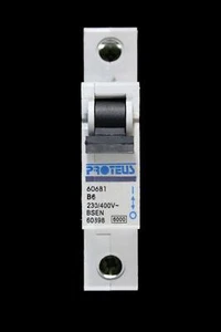 PROTEUS 6 AMP CURVE B 6kA MCB CIRCUIT BREAKER GEYER 606B1 - Picture 1 of 6