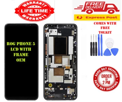OEM ASUS ROG Phone 5 ZS673KS I005DA LCD AMOLED DISPLAY W FRAME SCREEN DIGITIZER - Image 1 of 2