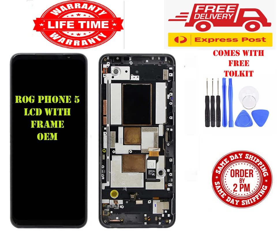 OEM ASUS ROG Phone 5 ZS673KS I005DA LCD AMOLED DISPLAY W FRAME SCREEN DIGITIZER - Image 1 of 2