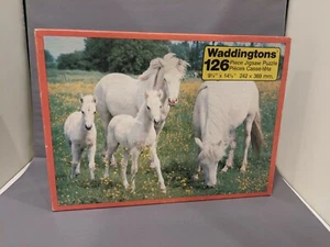 Vintage 1979 Waddingtons Jigsaw Puzzle FAMILY OF WHITE HORSES 126 pcs COMPLETE - Picture 1 of 10