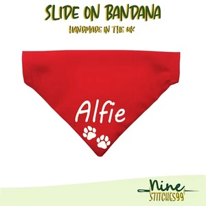 Handmade Personalised Dog Bandana Slide on Collar Neckerchief Scarf G.B. D4 - Picture 1 of 5