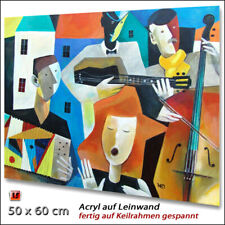 ❤️✦ UNIKAT Original Abstrakt Bilder Jazz Gemälde Kontrabaß Ziehharmonika ☘️01073