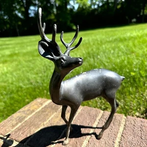 Vintage Animals Bronze Deer Buck Stag Sculpture Figurine 11" Tall - Picture 1 of 12