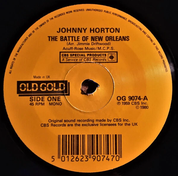 Johnny Horton - Battle Of New Orleans  /  Waterloo - Used Vinyl Recor - V5829z Foto 1 de 1
