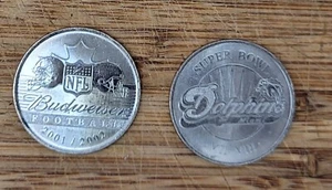 2001 Budweiser Canada Super Bowl Flip Coin Miami Dolphins Dan Marino - Picture 1 of 1