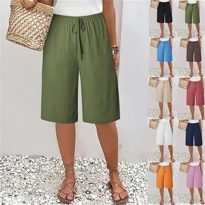 Size 6-20 Womens Summer Elastic Waist Shorts Ladies Loose Casual Pants Trousers - Picture 1 of 16