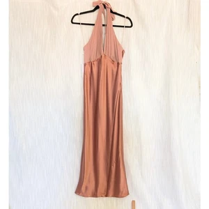 NWT Reformation Wyn Pink 100% Silk Sleeveless Halter Midi Maxi Dress, size 8 - Picture 1 of 10